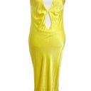 Meshki  Lucia Maxi Satin Cutout Slip Dress Golden Yellow Chartreuse Womens Size M Photo 2