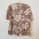 August Silk NWOT Silk Short Sleeve Hawaiian Buttondown Blouse Taupe Cream Size Small Photo 2