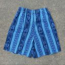 Vintage Blue  medallion stripe printed pleated front bareback high waist shorts Photo 3