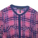 BCBGMAXAZRIA  chiffon plaid tunic length button down top Photo 7