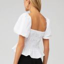 ASTR the Label Savina White Smocked Puff Sleeve Cropped Top Photo 2