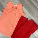 Naked Zebra  Flowy V Neck Sleeveless Blouse Peach Orange Small Photo 10