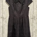 Kensie Black Brocade Print Embellished Beaded Collar Cap Sleeve Dress Size M Photo 0