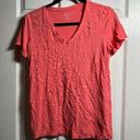 Felina  Coral Pink V neck short sleeve top womens medium m modal cotton Photo 0