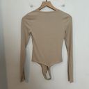 Wilfred - Long Sleeve Rib Body Suit Tan Aritzia Snap Closure Thong Photo 3