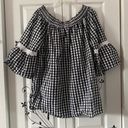 Studio West Cotton Gingham 3/4 Sleeve Blouse Photo 1