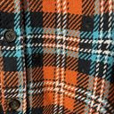 ZARA  Orange Plaid Shacket Thick Flannel Shirt Sz Medium Button Up Photo 5