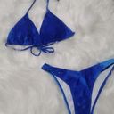 3 Pieces Tie Dye Bikini Sets, Halter Neck High Cut With Cover Up Dress Slight Stretch Swimsuit Size XL Blue Photo 1