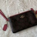 Coach  Double Corner Monogram Zip Wallet Wristlet Photo 0