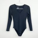 Everlane Black The Long-Sleeve V-Neck Bodysuit Photo 2