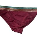 La Blanca  Bikini Bottoms Womens 12 Burgundy Boho Running Stitch Hipster Swim Photo 1