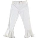 Chelsea and Violet  White Denim Jeans Womens Size 30 Flare Leg Raw Hem Crop Photo 1