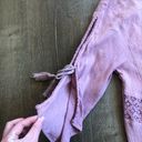 Rip Curl  Dusty Pink Mauve Boho Tie Sleeve Lace Blouse M Photo 3