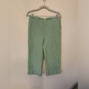 Alfred Dunner Petite Alfred Dunner Women Capri Pants 12 Green White Check Elastic Waist Cotton Blend Photo 2