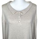 Lesjour! Heathered Oatmeal The Henley Ecovera Button Collar Long Sleeve Polo Top Size M Photo 7