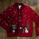 Coldwater Creek  Womens Zip-Up Sweater Cardigan Christmas Holiday Medium Photo 0