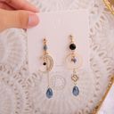 Crystal Moon Tassel Dangle Drop Earrings for Women Gold Photo 0