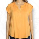 Cable & Gauge  Dolman Short Sleeve Top Split Neck Light Yellow Orange Size S Photo 0