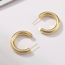 Gold Hoop Earrings| 14K Gold Plated| Lightweight| Hypoallergenic| Open Hoop Photo 4