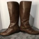 Fossil  Zena back zipper wide calf Brown Tall Leather Buckle Strap riding boots Photo 6