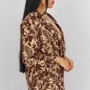 Mango  Women Notch Collar Long Sleeves Tropic Print Linen Blazer, Beige Brown XS Photo 4