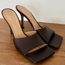 Bottega Veneta  Square Toe Leather Stretch Slide Sandals Brown Women's 39/US 8.5 Photo 1