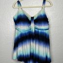 Cacique Swim by  Women Plus Size 24W Blue White Tie Dye Tankini Top Built in Bra Photo 0