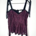 Alexis  Sz XS Krysten Peplum Lace Top Cold Shoulder Tie Crochet Blouse Photo 0