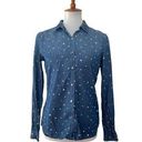 Maison Scotch  Collared Star Print Button Up Top Long Sleeve Blue S Small Photo 0