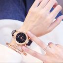 2023 Womens Watches Set Starry Sky Ladies Bracelet Watch Casual Leather Sports Black Photo 1