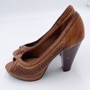 American Eagle  Y2K Boho Chunky Braided Faux Leather Open Toe Block Heels Size 7 Photo 4