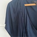 BCBGMAXAZRIA BCBG Maxazaria Navy Blue Silky Flutter Sleeve Rouched Top XS Photo 2