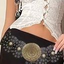 Large Round BELT Medallion Dark Brown Concho Disc Western Womens Photo 1