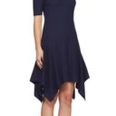 Opening Ceremony Eclipse Delta Marine Navy Short Sleeve Rib Knit Handkerchief Hem Dress $375 EUC S Photo 11