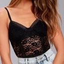 Lulus NWT  Lady Marmalade Black Lace Bodysuit - Medium Photo 5