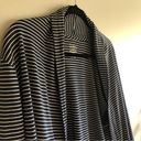 L.L.Bean  Open Front Cardigan Women’s Size L navy blue with white stripes Photo 4