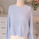 True Craft Baby Blue like new Sweater Lightweight Acrylic Comfy Womens Medium Cropped Photo 2