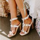 Soda  Beets White Faux Leather Gold Studded Heels Women’s Size 10 Photo 0