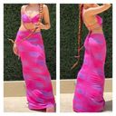 I am gia I.AM.GIA Karlie Cutout Bodycon Maxi Dress Pink Purple Cloud Print Size Small Photo 3