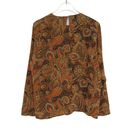 Oleg Cassini  Silk Paisley Vintage Brown & Orange Retro Long Sleeve Blouse Small Photo 3