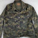 Judy Blue  Green Military Camo Denim Trucker Jacket Women's Size Small Stretch Photo 2