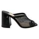 Jimmy Choo  Mules Joud 85 Black Leather Trimmed Honeycomb Mesh Block Heel Sandals Photo 2