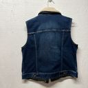 J.Jill  Women's Faux Fur Collar Trucker Vest Dark Wash Stretch Small Photo 3