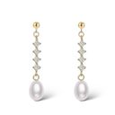 Elegant white pearl dangle drop earrings for women Gold Photo 0