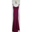 La Femme  Simple Elegant Long Jersey Dress with Scoop Neck in Burgundy Photo 0