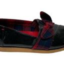 Toms  Black Patent Leather Slip On Dress Shoes Red Buffalo Plaid Bow Size 8.5 Photo 9