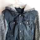 Black Rivet  Black Denim & Gray Heathered Sleeve Button Up Jacket Photo 3