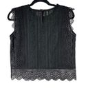 Chicwish  Black Lace Crochet Trim Flutter Sleeve Top Photo 3