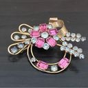 GF Vintage STAR-ART 1/20 12K  Art Deco Pink Flower Rhinestones Pendant Brooch Photo 4