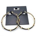 DKNY  Epoxy Heart Small Hoop Earrings in Gold/Black MSRP $35 NWT Photo 1